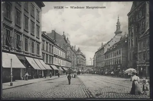 AK Wien, Geschäfte in der Wiedener Hauptstrasse