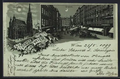 Mondschein-Lithographie Wien, Graben und Stefanskirche