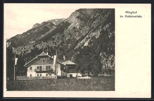 AK Malta /Kärnten, Pflüglhof im Malteinertale, Ansicht mit Bergen