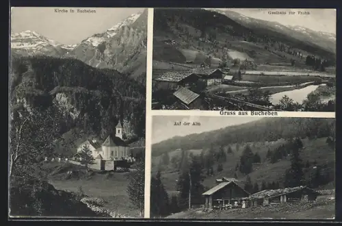 AK Bucheben, Gasthaus zur Frohn, Kirche, Auf der Alm