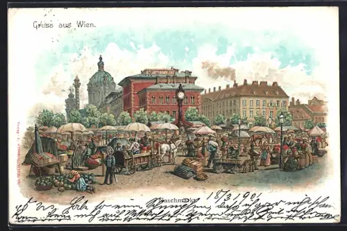 Lithographie Wien, Handel auf dem Naschmarkt