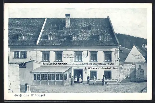 AK Mariazell, Gasthof zum goldenen Stiefel, Bes. Hans Kostir