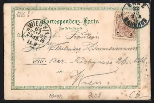 Vorläufer-Lithographie Graz, 1895, Schlossbergbahn, Herz-Jesu-Kirche, Ortsansicht