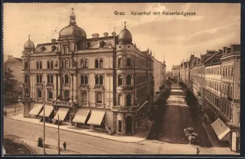 AK Graz, Kaiserhof mit Kaiserfeldgasse
