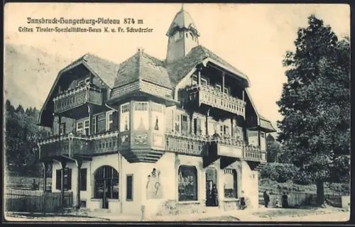 AK Innsbruck-Hungerbrug-Plateau, Gasthaus von K. u. Fr. Schwärzler
