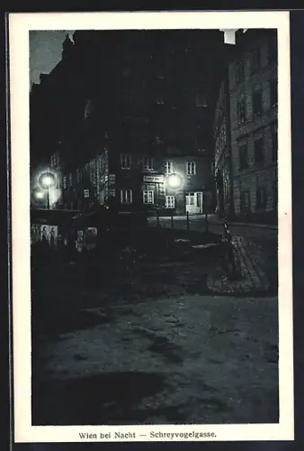 AK Wien, Schreyvogelgasse bei Nacht