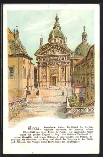 Künstler-AK Graz, Mausoleum Kaiser Ferdinand II.