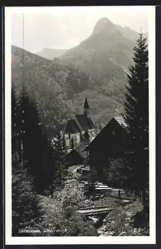 AK Seewiesen /Steiermark, Ortsansicht mit Kirche