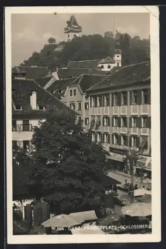 AK Graz, Konsum-Kolonialwaren Franz Postl, Färberplatz, Schlossberg