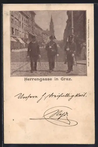 AK Graz, Soldaten in der Herrengasse