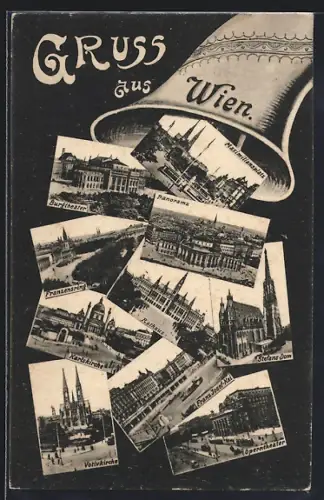 AK Wien, Burgtheater, Karlskirche, Maximiliansplatz, Franzensring