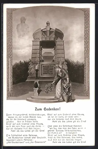 AK Wien, Zentralfriedhof, Kriegerdenkmal und Germania