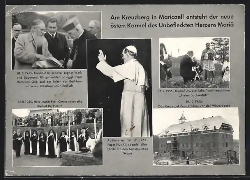 AK Mariazell, neues österr. Karmel des Unbefleckten Herzens Mariä, Papst Pius XII., 1955