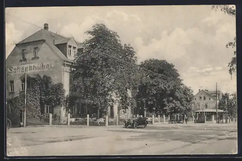 AK Dresden-Klotzsche, Strassenpartie am Privilegierter Gasthof zum Schänkhübel