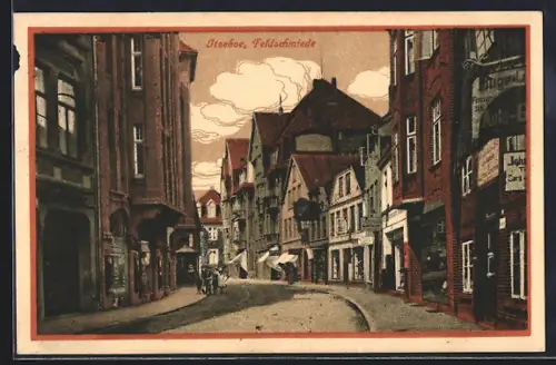 Künstler-AK Itzehoe, Blick in die Feldschmiedestrasse