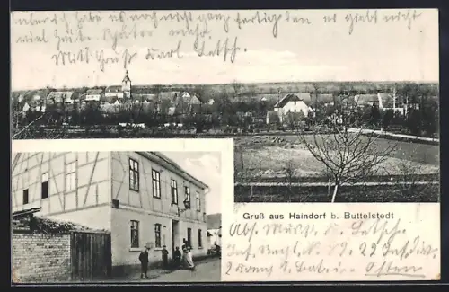 AK Haindorf b. Buttelstedt, Gasthaus, Ortsansicht aus der Vogelschau