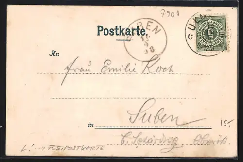 Lithographie Ulm / Donau, Festpostkarte Gustav-Adolf-Fest 1898, Münster