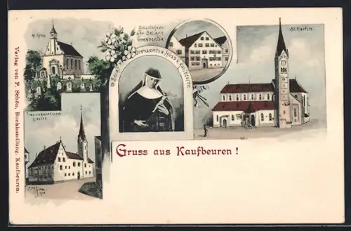 Künstler-AK Eugen Felle: Kaufbeuren, St. Martin, Hl. Kreuz, Franziskanerinnen-Kloster