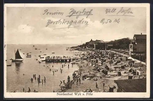 AK Wyk a. Föhr, Nordseebad, Strand, Badesteg