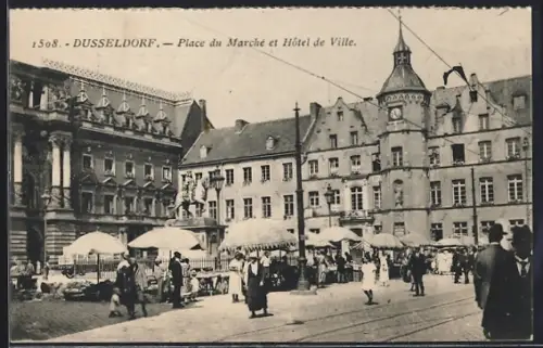 AK Düsseldorf, Marktplatz und Rathaus