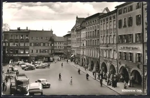 AK Rosenheim /Obb., Marktplatz mit Geschäften