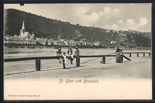 AK St. Goar, Stadtansicht und Rheinfels