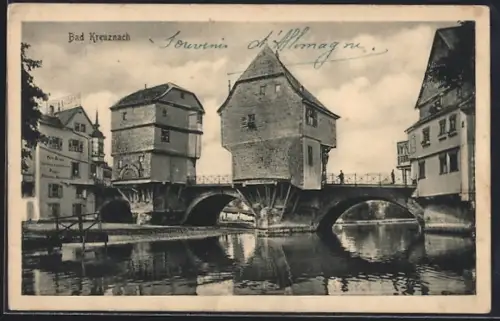 AK Bad Kreuznach, Brückenhäuser, Brücke