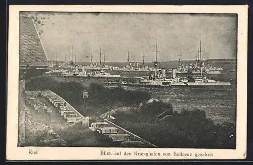 AK Kiel, Blick auf den Kriegshafen von Bellevue gesehen