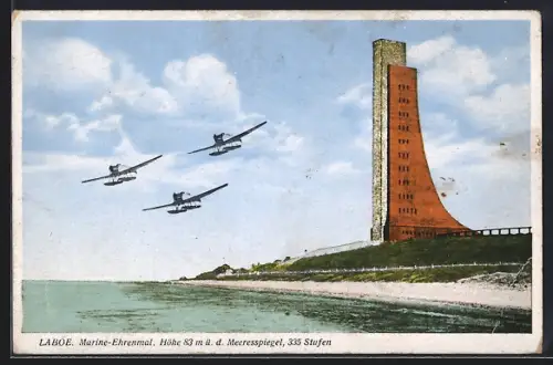 AK Laboe, Marine-Ehrenmal, Flugzeuge, Strand