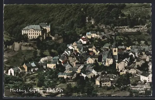 AK Malberg /Eifel, Schloss, Kirche, Ortsansicht