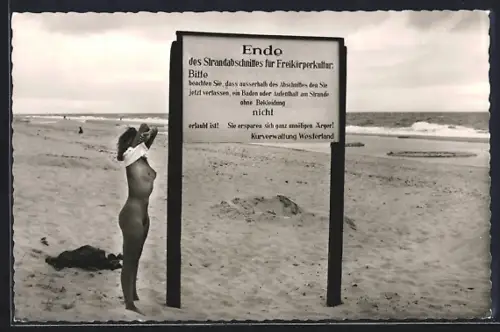 AK Sylt, Abessinienstrand, FKK-Strandabschnitt, Hinweisschild