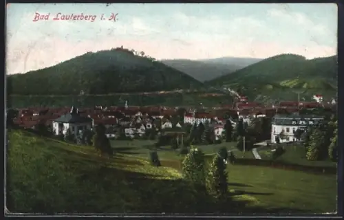 AK Bad Lauterberg i. H., Panorama, Stadtansicht, Burg auf dem Hügel
