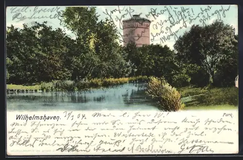 AK Wilhelmshaven, Park, Wasserturm