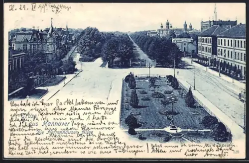 AK Hannover, Herrenhäuser Allee, Gartenanlage, Stadtansicht