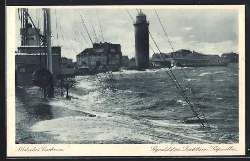 AK Cuxhaven, Signalstation, Leuchtturm, Seepavillon