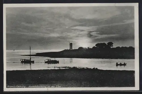 AK Brunsbüttelkoog, Abendstimmung an der Elbe