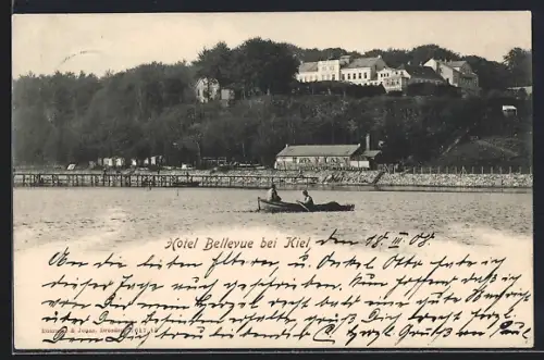 AK Kiel, Hotel Bellevue mit Uferpromenade