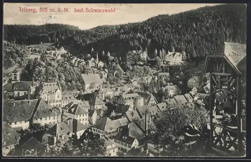AK Triberg /bad. Schwarzwald, Blick über den Ort