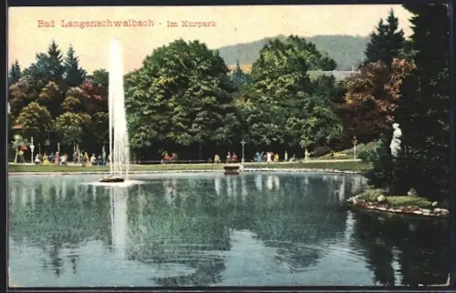 AK Bad Langenschwalbach, Springbrunnen im Kurpark