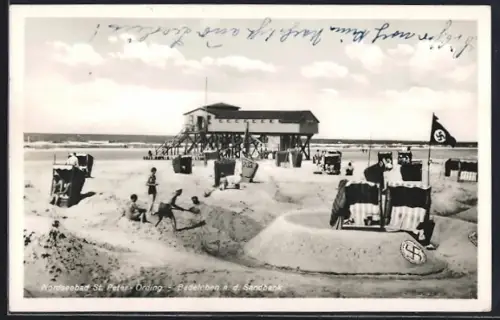 AK St. Peter Ording, Badeleben a. d. Sandbank, 