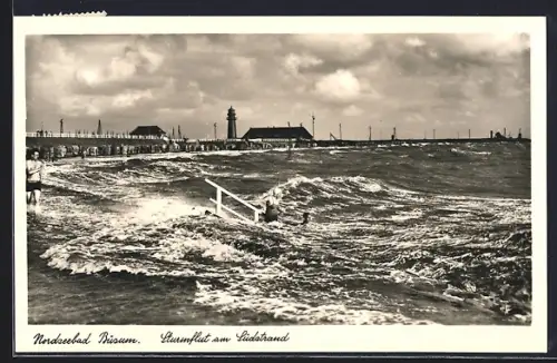 AK Büsum, Sturmflut am Südstrand