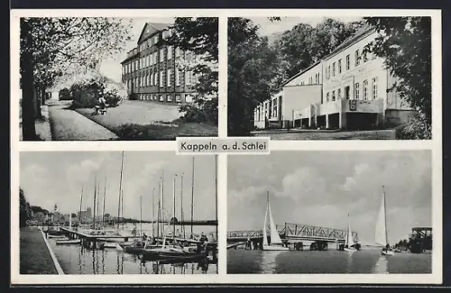 AK Kappeln a. d. Schlei, Strassenpartie, Blick in den Hafen