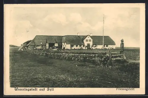 AK Wenningstedt auf Sylt, Friesengehöft mit Mauer