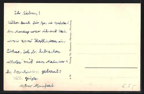 AK Flensburg, Stadtansicht mit Kirche