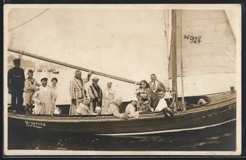 AK Grömitz, Segelboot Ernst Kolzow mit Passagieren