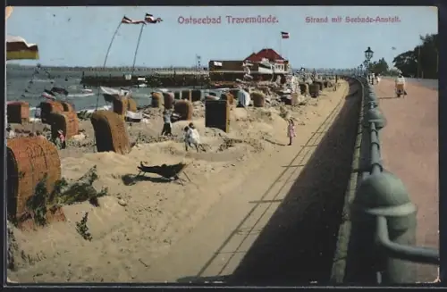 AK Travemünde, Strand mit Seebade-Anstalt