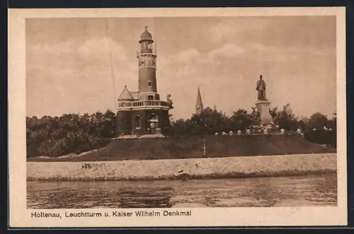 AK Holtenau, Leuchtturm, Kaiser Wilhelm Denkmal