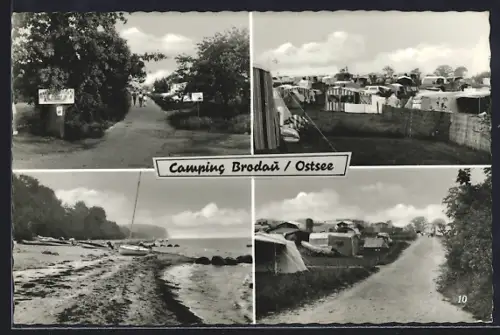 AK Brodau / Ostholst., Partie auf dem Campingplatz, Strand, Ostsee