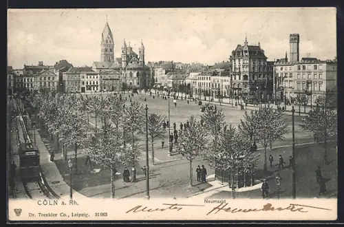 AK Cöln a. Rh., Neumarkt mit Strassenbahn
