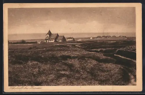 AK Schobüll bei Husum, Kirche und Dorfansicht